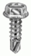 #10 X 1'' Hex Washer Head Teks Screw - Zinc