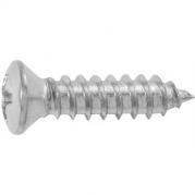 #10 * 3/4'' (#8 Head) Phillips Oval Head Tapping Screw - Chrome
