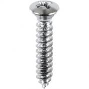 #10 X 1'' (#8 Head) Phillips Oval Head Tapping Screw - Chrome